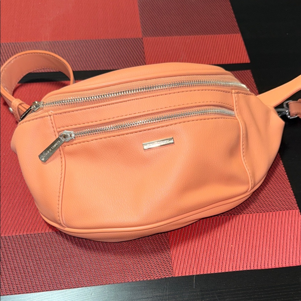 Peach Crossbody Belt Bag with Dual Zips - Unknown Brand